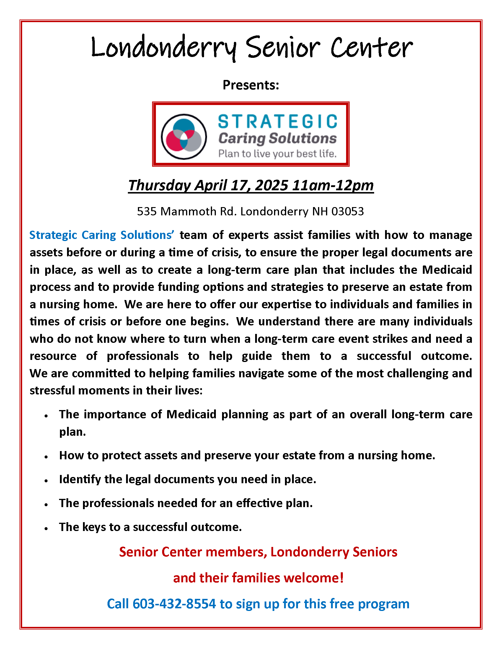 Strategic Caring Solutions flyer